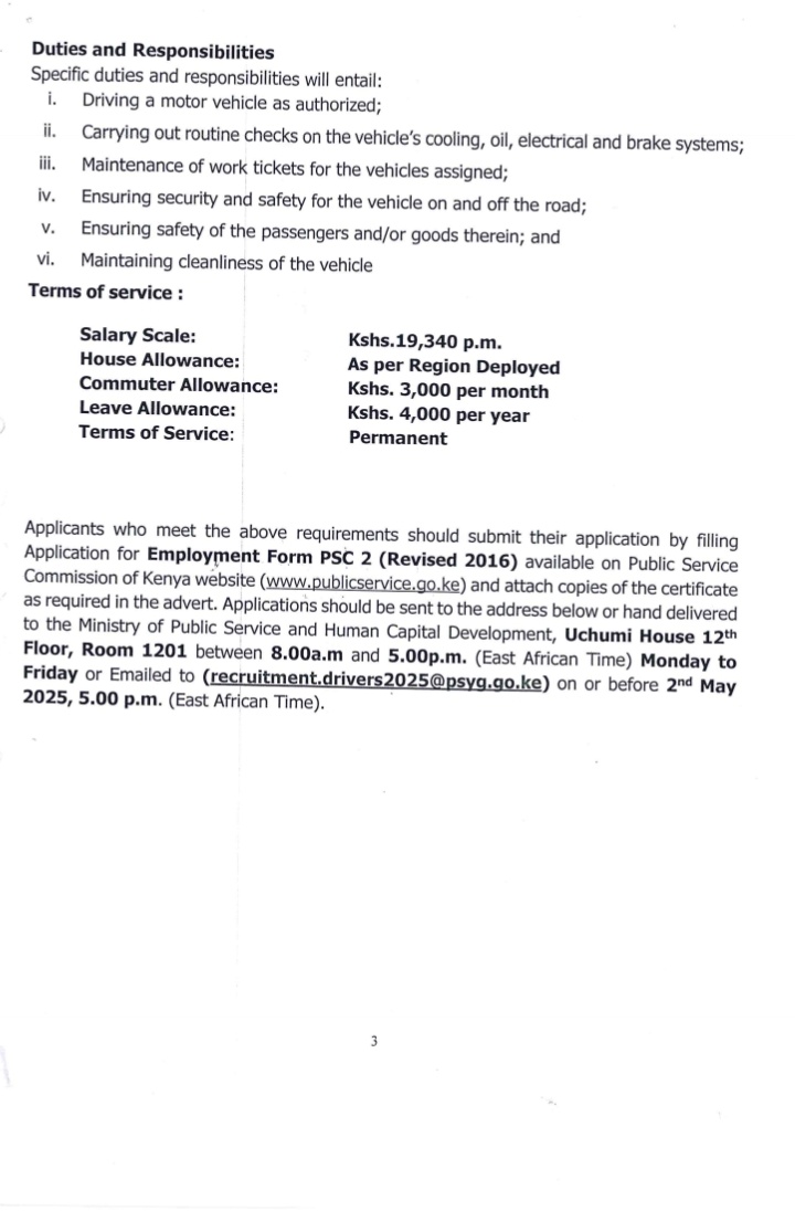 vacancies_ke's tweet photo. Driver II, CSG 15.
—
📍 Ministry of Public Service and Human Capital Development — Different Locations, Kenya
🗓️ Deadline: May 02, 2024
Deborah Barasa geoffrey ruku Spotify Mediheal London Stock Exchange Arsenal #justicenotjustification #HBDGovernorWaiguru #Kazilongee EACC https://t.co/ToEu8q8RPx