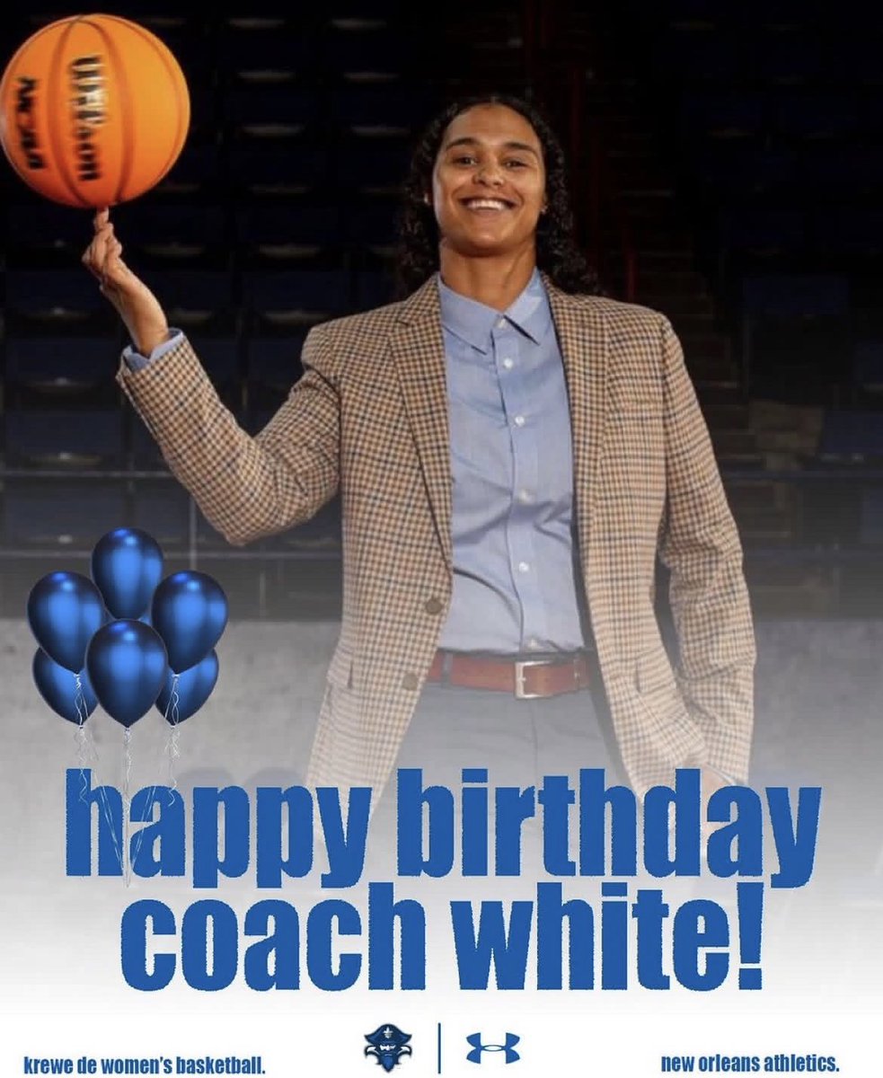 New Orleans Women's Basketball (@privateerswbb) on Twitter photo We would like to wish a very happy birthday to <a href="/CoachB_White/">Coach White</a>! We hope you enjoy your day 🥳🎊
#NOLAsTeam ⚔️ #BeTheChange We would like to wish a very happy birthday to <a href="/CoachB_White/">Coach White</a>! We hope you enjoy your day 🥳🎊
#NOLAsTeam ⚔️ #BeTheChange