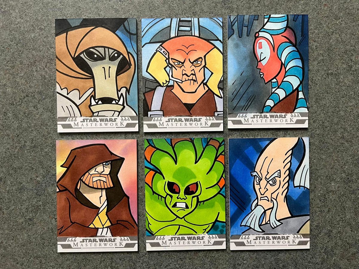 TimShinn73's tweet image. Star Wars Masterwork trading card set from Topps and Fanstics released today. 

Here are some of the sketch cards I drew for this set. Happy hunting. 

#starwars #starwarsmasterwork #topps #sketchcards
