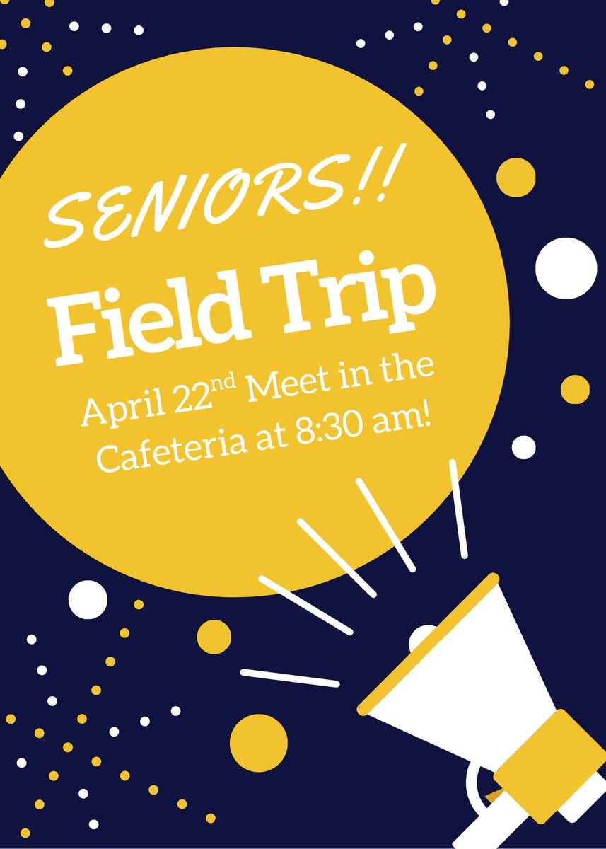 Seniors, take note..and if you are going, you best get those permission slips turned in quick!! See your AP for questions and concerns.