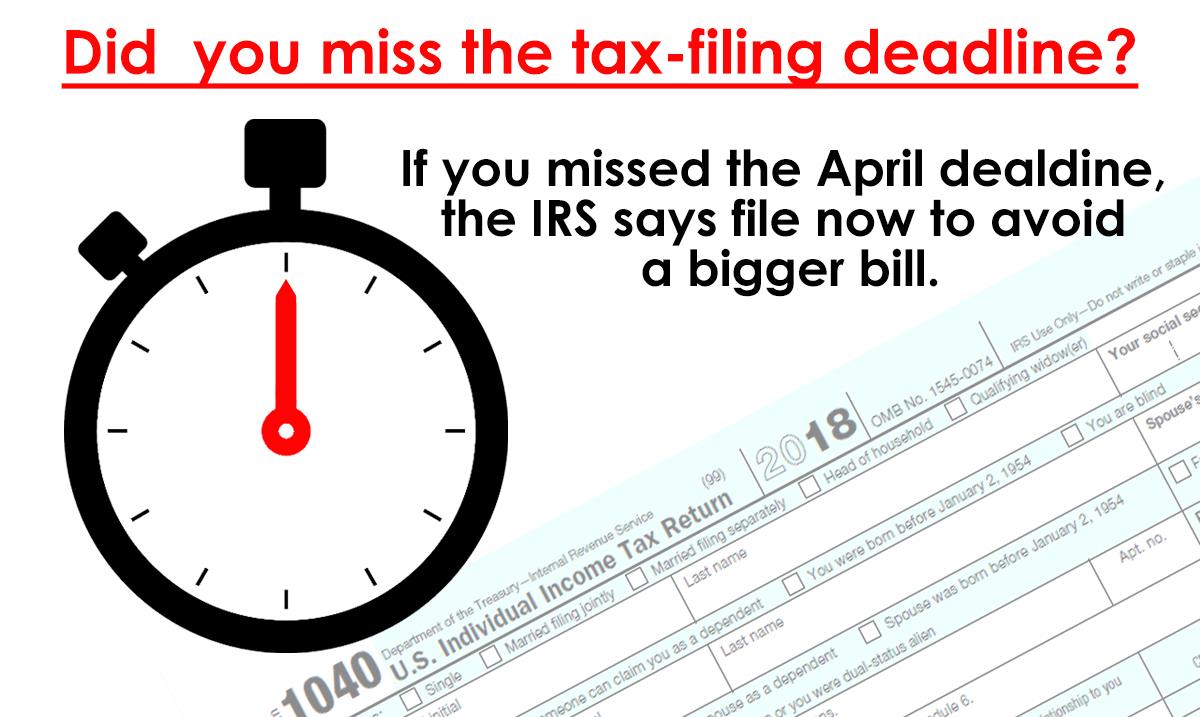 KU_LSS's tweet image. If you missed the tax-filing deadline, the IRS encourages you to file now to avoid a bigger bill. While there is no penalty for filing late if a refund is due, anyone who did not file and owes tax should file  ASAP and pay as much as possible to reduce penalties and interest.