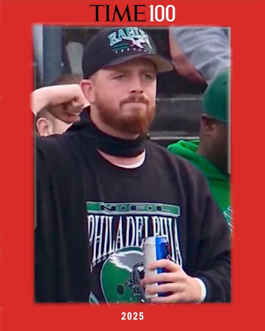JeffMcDev's tweet photo. The Dude Who Gave Back Tanner McKee's First NFL TD And Then Flexed While Drinking A Mich Ultra has been selected to the 2025 TIME100, an annual list of the 100 most influential people in the world. https://t.co/JaybJNRbuC