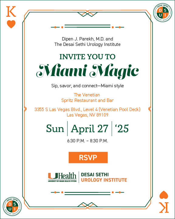 Desai Sethi Urology Institute (@dsui_miami_uro) on Twitter photo 🎰 What happens in #Vegas… gets a splash of #MiamiMagic 🌴✨
The Desai Sethi Urology Institute invites you to our #AUA25 reception—where neon nights meet tropical vibes, and the world of #urology comes to party.
Sunday - 4/27 - 6:30pm - <a href="/VenetianVegas/">The Venetian Resort Las Vegas</a> Spritz Restaurant & Bar 🎰 What happens in #Vegas… gets a splash of #MiamiMagic 🌴✨
The Desai Sethi Urology Institute invites you to our #AUA25 reception—where neon nights meet tropical vibes, and the world of #urology comes to party.
Sunday - 4/27 - 6:30pm - <a href="/VenetianVegas/">The Venetian Resort Las Vegas</a> Spritz Restaurant & Bar