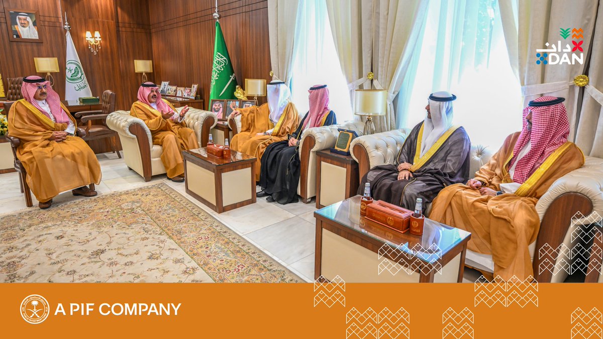DanCompanySA's tweet photo. استقبل صاحب السمو الملكي الأمير عبدالعزيز بن سعد آل سعود، أمير منطقة حائل، الرئيس التنفيذي لـ #شركة_دان، الأستاذ عبدالرحمن أباالخيل، وعددًا من منسوبي الشركة. جرى خلال اللقاء مناقشة خطة توسعة نطاق عمل شركة دان في مجالات السياحة الريفية والبيئية والترفيهية ليشمل منطقة حائل.

هذه الخطوة ستسهم في تعزيز مساهمة #السياحة_السعودية في الناتج المحلي غير النفطي، وتمكين المناطق من استثمار مواردها السياحية والريفية لتحقيق تنمية اقتصادية مستدامة، بما يتوافق مع أهداف #رؤية_السعودية_2030.

#أمير_منطقة_حائل #حائل 
#إحدى_شركات_الصندوق

His Royal Highness Prince Abdulaziz bin Saad, the Governor of Hail province, welcomed Mr. Abdulrahman Abaalkhail, CEO of #Dan_Company, and several company representatives today.

In their meeting, they explored the expansion of Dan's operations in Agri, eco, and adventure tourism to include Hail.

This initiative aims to boost Saudi tourism’s contribution to the non-oil GDP and empower regions to invest in their tourism and rural resources, fostering sustainable economic development aligned with #SaudiVision2030.

#Hail #aPIFCompany
