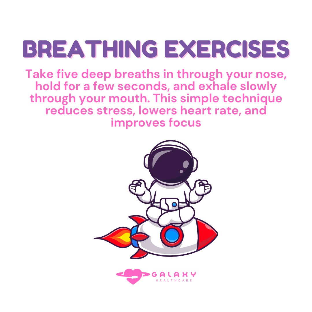 Galaxy_HCS's tweet photo. April is Stress Awareness Month, take a moment today to prioritize yourself with these simple stress management tips: 

🚀 Stretch Break
🎵 Listening to music
💨 Breathing Exercises
📝 Journaling 

Taking care of yourself helps you take better care of others. 💙 https://t.co/Mko5TvsSVt
