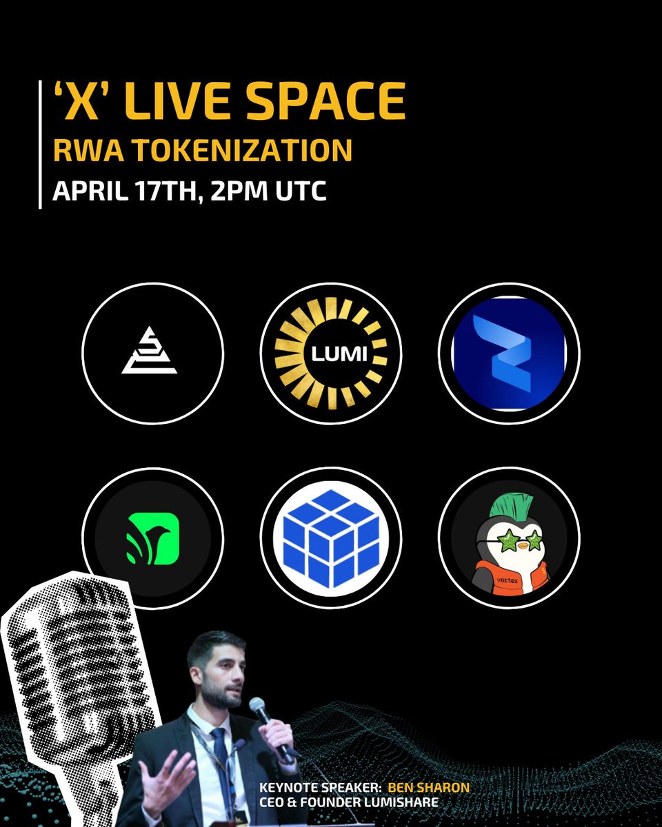 LumiShare (@lumishare_lumi) on Twitter photo 🎙️ RWA Deep Dive: Utility, Liquidity & What’s Next
Join us for a deep dive into the future of real-world asset tokenization!
🗓️ April 17th
🕑 2PM UTC
🔗 x.com/i/spaces/1djGX…
🚀 Who’s on the lineup so far:
<a href="/Lumishare_Lumi/">LumiShare</a>
<a href="/vladsvitanko/">Vlad 👾</a> (<a href="/cryptorsyio/">Cryptorsy Ventures</a>)
<a href="/tsfc_io/">TSFC 🕊</a>
<a href="/roc_platform/">ROC | Realty on Chain</a> 🎙️ RWA Deep Dive: Utility, Liquidity & What’s Next
Join us for a deep dive into the future of real-world asset tokenization!
🗓️ April 17th
🕑 2PM UTC
🔗 x.com/i/spaces/1djGX…
🚀 Who’s on the lineup so far:
<a href="/Lumishare_Lumi/">LumiShare</a>
<a href="/vladsvitanko/">Vlad 👾</a> (<a href="/cryptorsyio/">Cryptorsy Ventures</a>)
<a href="/tsfc_io/">TSFC 🕊</a>
<a href="/roc_platform/">ROC | Realty on Chain</a>