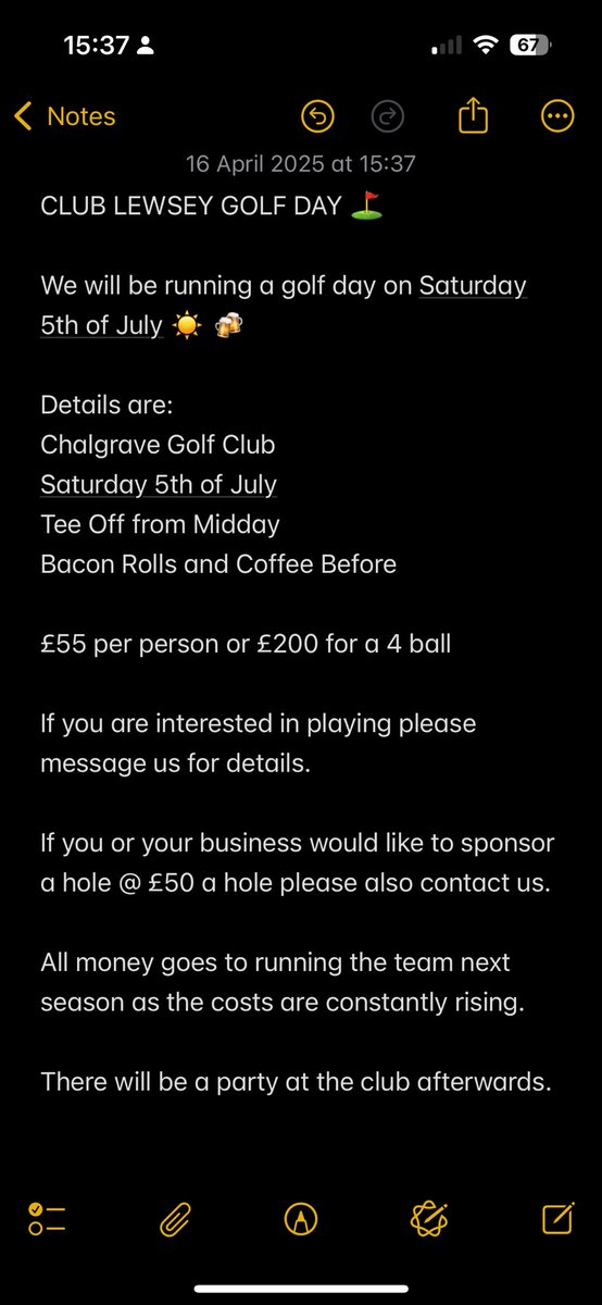 ClubLewsey's tweet image. CLUB LEWSEY GOLF DAY ⛳️
We will be running a golf day on Saturday 5th of July ☀️ 🍻
All details below!