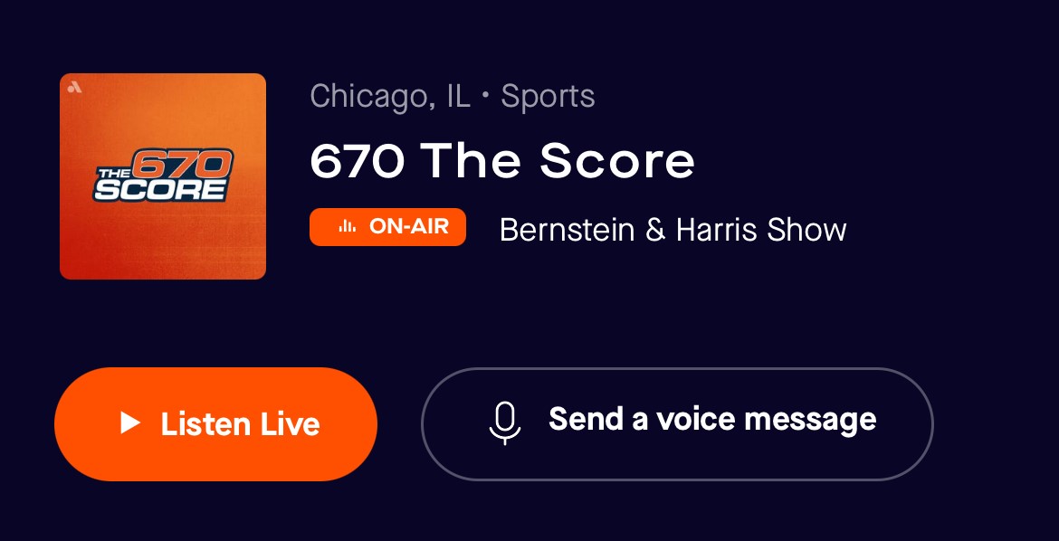 Score Middays (@scoremiddays) on Twitter photo What do you want to see from the #Bulls in the play-in?
Hit up the Meatball Machine!
Go to <a href="/670TheScore/">670 The Score</a> on the <a href="/Audacy/">Audacy</a> app
Tap "Send a voice message" next to "Listen Live"
<a href="/leilarahimi/">Leila Rahimi</a> and <a href="/mharrisonair/">Marshall Harris</a> will play the best messages today at 1:45! What do you want to see from the #Bulls in the play-in?
Hit up the Meatball Machine!
Go to <a href="/670TheScore/">670 The Score</a> on the <a href="/Audacy/">Audacy</a> app
Tap "Send a voice message" next to "Listen Live"
<a href="/leilarahimi/">Leila Rahimi</a> and <a href="/mharrisonair/">Marshall Harris</a> will play the best messages today at 1:45!