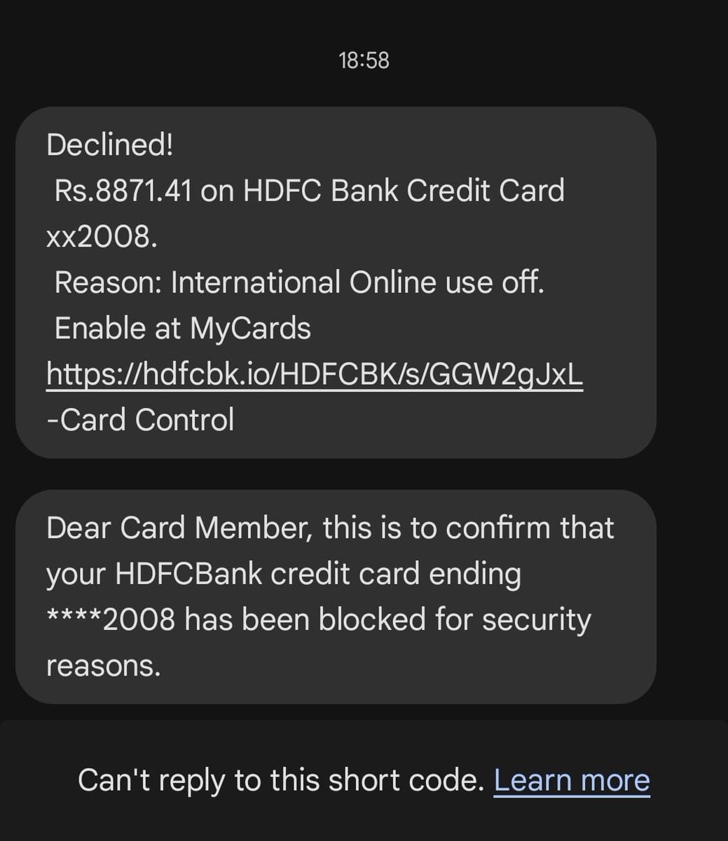 vdc1704's tweet photo. Tweet 2/2

@Uber_India Fortunately for him, he had disabled his international transactions and we got a message for an OTP. We managed to block the card in time. Recently we noticed the app stopped asking for our CVV number without any notification for booking rides. Beware ppl https://t.co/27nFI4S4J6