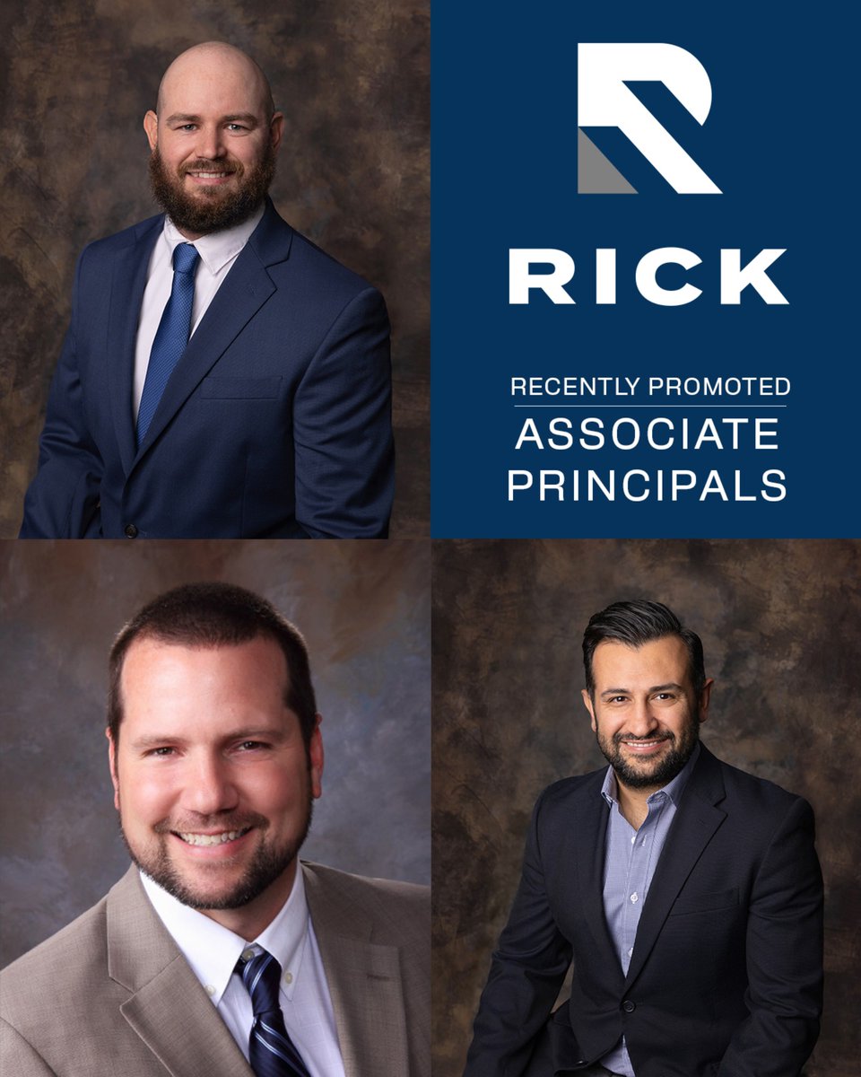 RickEngineering's tweet image. Please join us in congratulating RICK’s newest Associate Principals!
Nick Dorner, PE (Public Works, San Diego)
Shavger Rekani, PE CFM (Water Resources, San Diego)
Brian Laird, RLS (Survey Group, Tucson; GIS and Reality Capture, Corporate)

#RICKengineering #associateprincipal