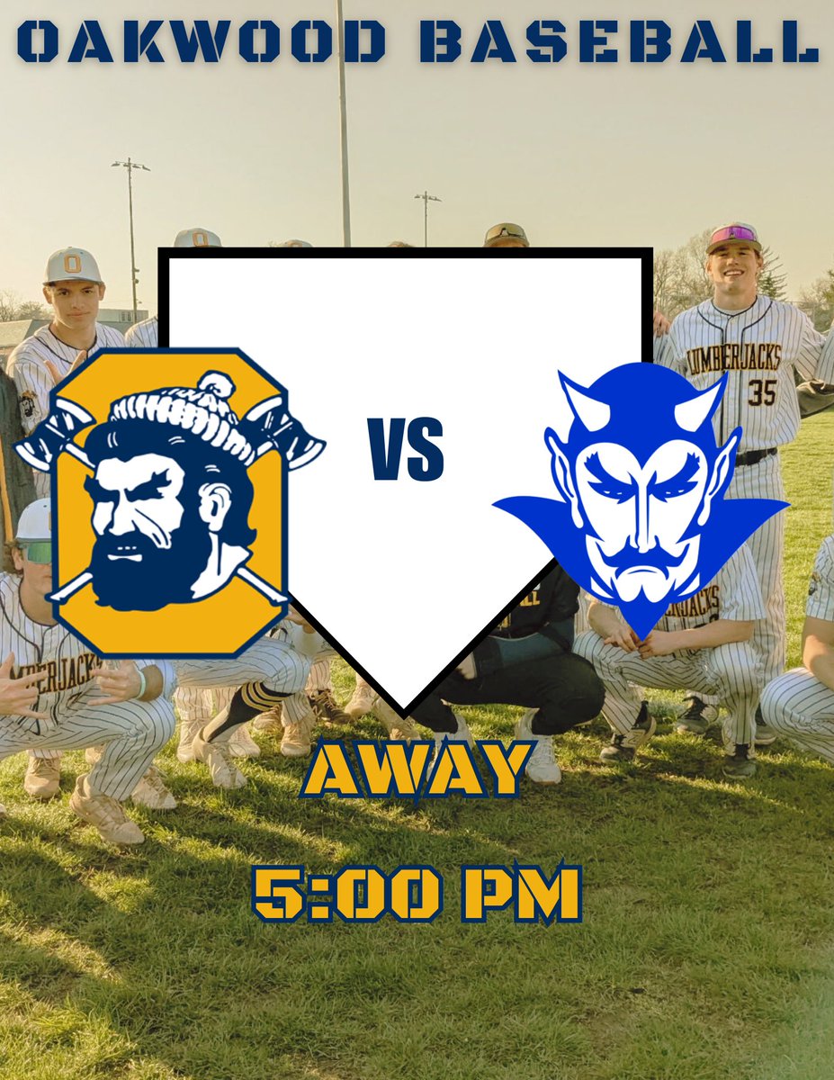 OakwoodBase's tweet photo. The Jacks travel to Brookville today to take on the Blue Devils! 5:00 pm start time! https://t.co/gxpkvylNNO