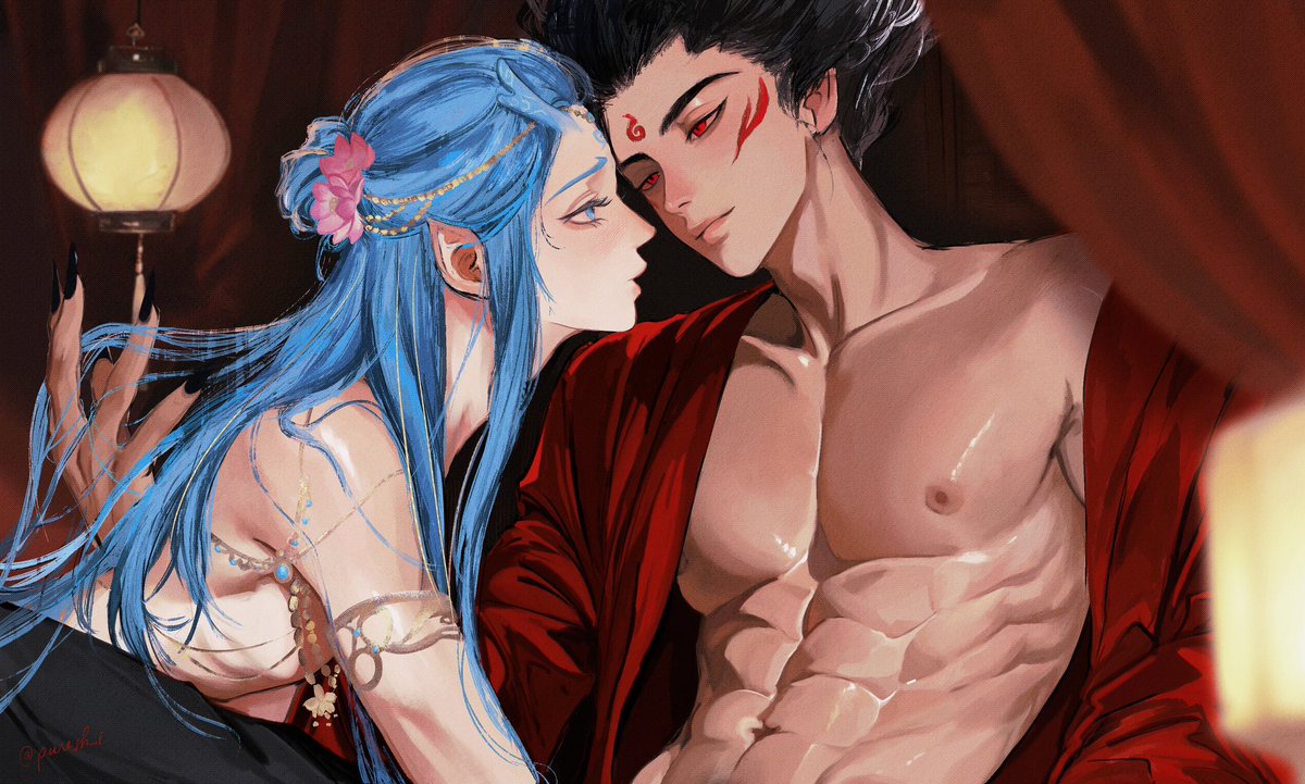 I added some jewelry~ Now it looks like Ao Bing is a gift from the Loong clan to Nezha 😚 龙族献予中坛元帅的贺礼～