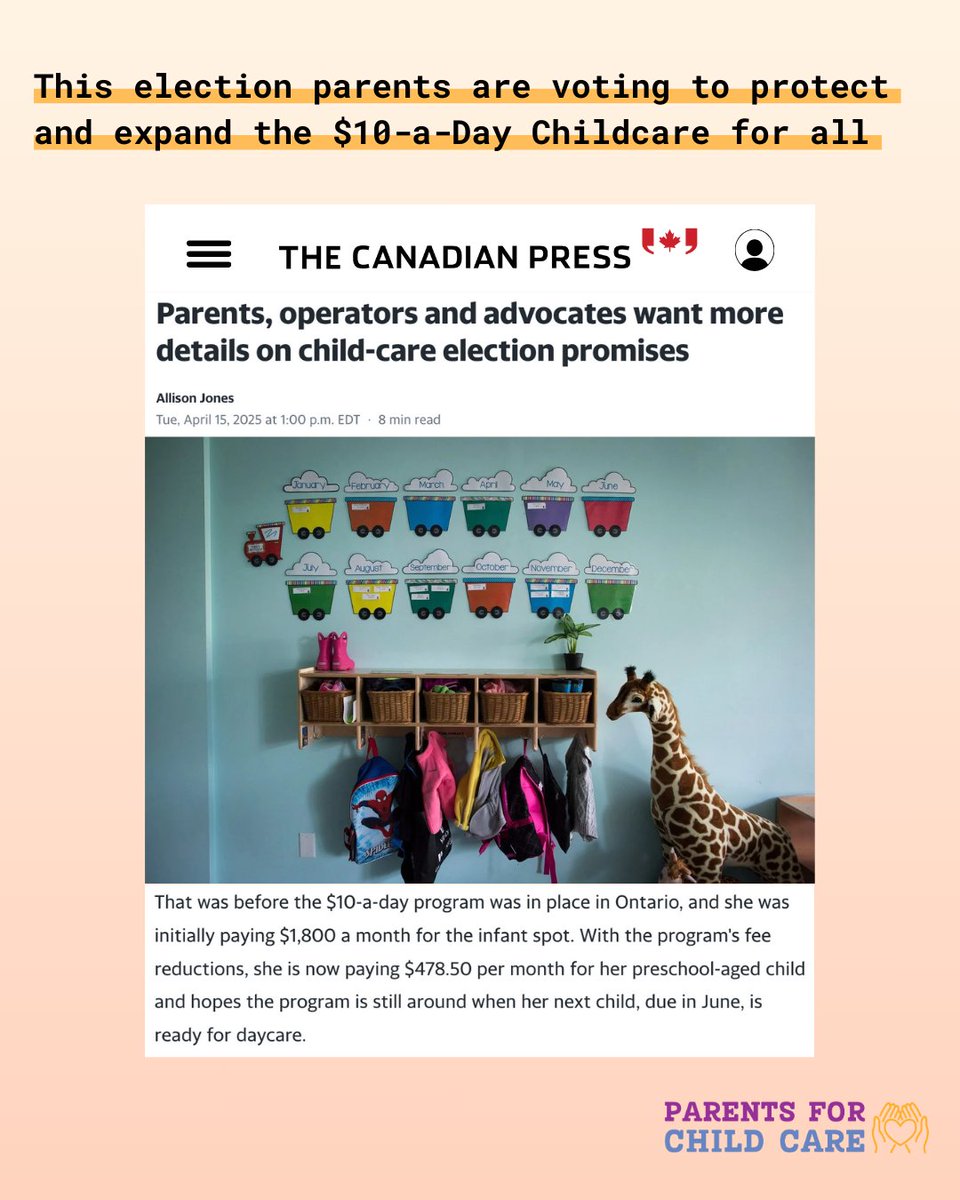 “At a time when the cost of living was going up, this was the one household cost that went down.” — Ella Bedard, Toronto mom

The $10-a-Day child care program is working—but it’s at risk.

#10aDay #Elxn2025 #ChildCareNow

ca.news.yahoo.com/parents-operat…