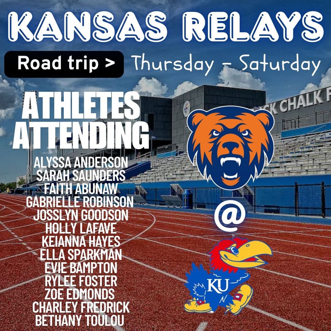 We have a few kids headed to Kansas this weekend for the historic Kansas Relays!

Graphic by <a href="/skyelyncook2026/">Skyelyn Cook ‘26</a>
