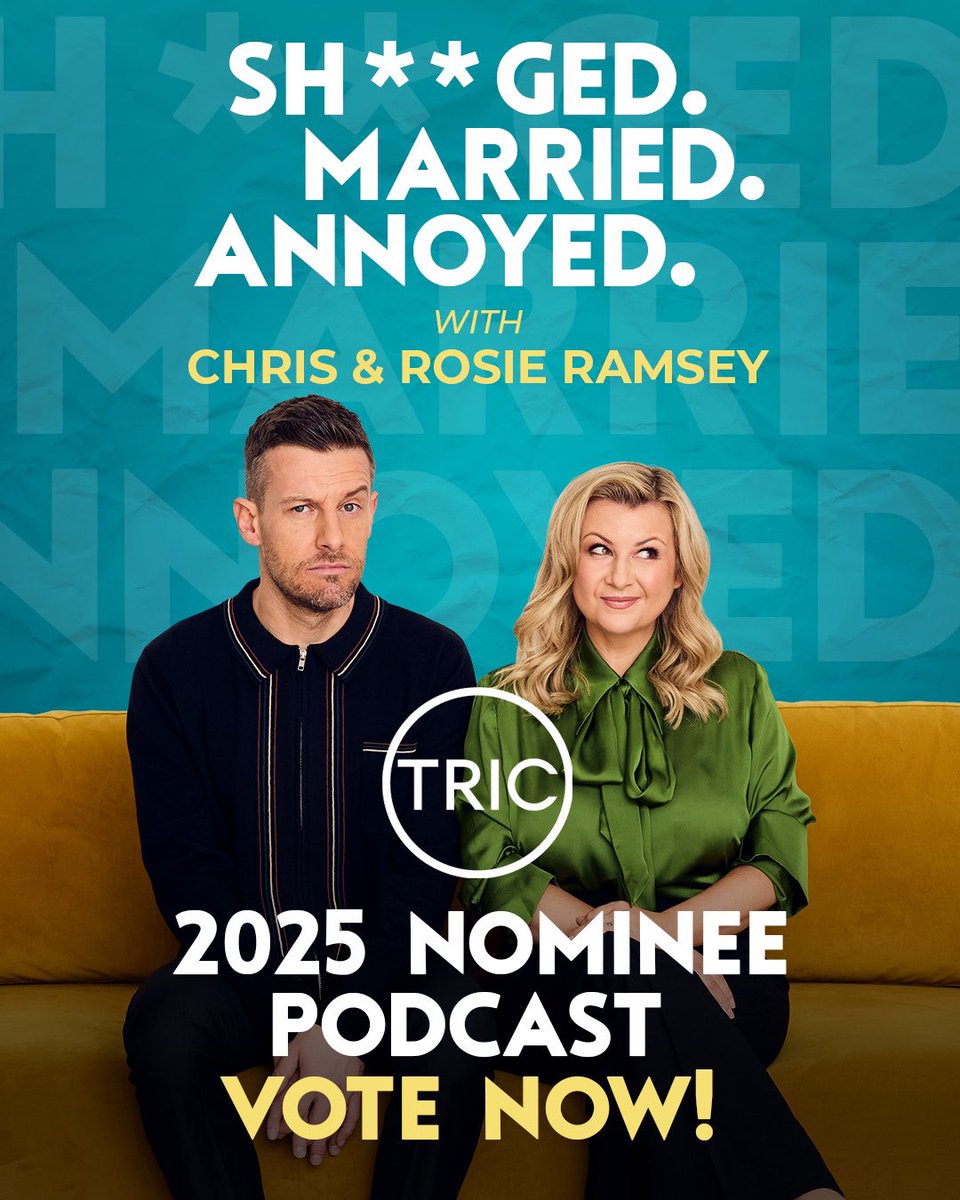 Chris and Rosie Ramsey (@4pmwinetimebaby) on Twitter photo We have been shortlisted for Best Podcast at the 2025 <a href="/TRICawards/">TRIC Awards</a>! 🎉😁
Vote here! poll-tric.org.uk 🗳️
#podcast #shaggedmarriedannoyed #marriedlife We have been shortlisted for Best Podcast at the 2025 <a href="/TRICawards/">TRIC Awards</a>! 🎉😁
Vote here! poll-tric.org.uk 🗳️
#podcast #shaggedmarriedannoyed #marriedlife