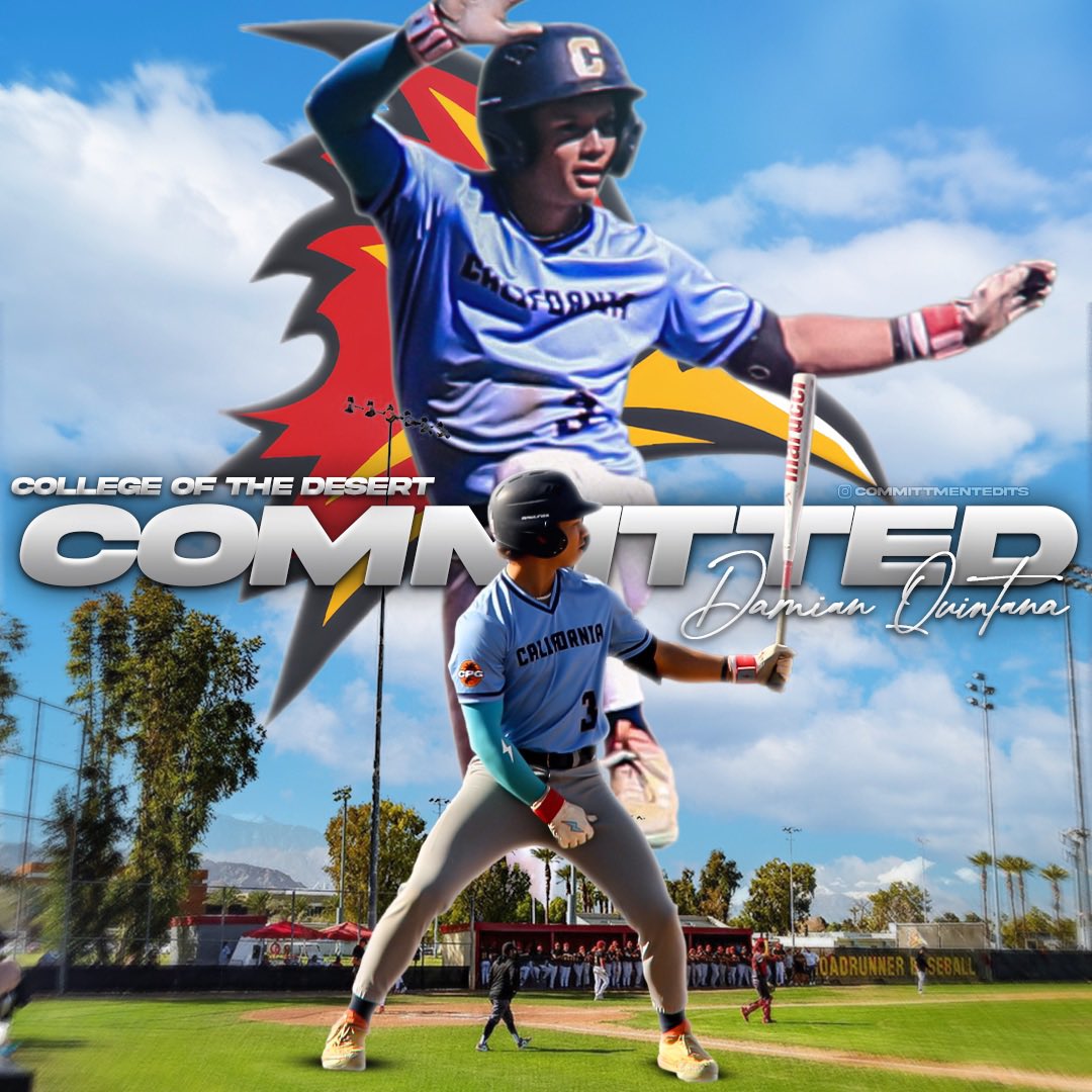 Damian Quintana (@damiandjq) on Twitter photo Blessed to commit to College of the Desert!
<a href="/CaseyDill22/">Casey Dill</a> <a href="/CODBaseball25/">COD Baseball</a> <a href="/CalPostGrad/">California Grizzlies Collegiate Baseball</a> <a href="/CoachDiMatteo/">Coach Sam DiMatteo</a> Blessed to commit to College of the Desert!
<a href="/CaseyDill22/">Casey Dill</a> <a href="/CODBaseball25/">COD Baseball</a> <a href="/CalPostGrad/">California Grizzlies Collegiate Baseball</a> <a href="/CoachDiMatteo/">Coach Sam DiMatteo</a>