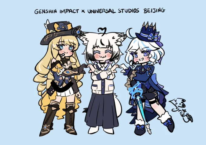 I went to the Genshin Impact x Universal Studios themed restaurant! A thread of y adventure This is an accurate recreation of the picture i took with the performers THEY WERE SOOO CUTE AND SO IN CHARACTER!!!!