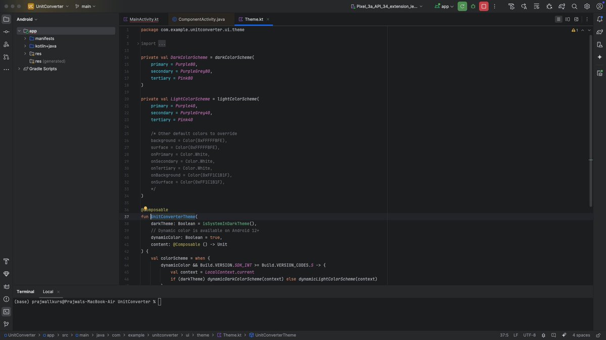 Excited to be building my first Android app using <a href="/kotlin/">Kotlin by JetBrains</a>  and <a href="/AndroidStudio/">Android Studio</a> .
Today I started building a unit converter app here's a peek at the initial structure in the next couple of days will share the finished app here's the basic for now.