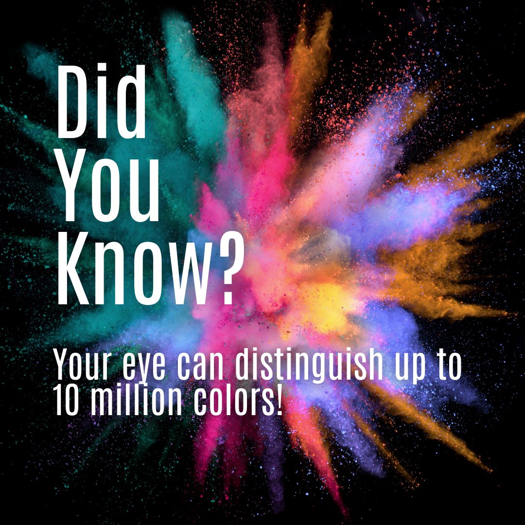 AlbemarleEye's tweet photo. 👀 𝘿𝙞𝙙 𝙮𝙤𝙪 𝙠𝙣𝙤𝙬? Your eyes can distinguish up to 10 million different colors! 🌈 Your vision is amazing—take care of it with regular eye exams and healthy habits.

#FunFact #EyeCare #HealthyEyes https://t.co/9EXzqI0qSZ