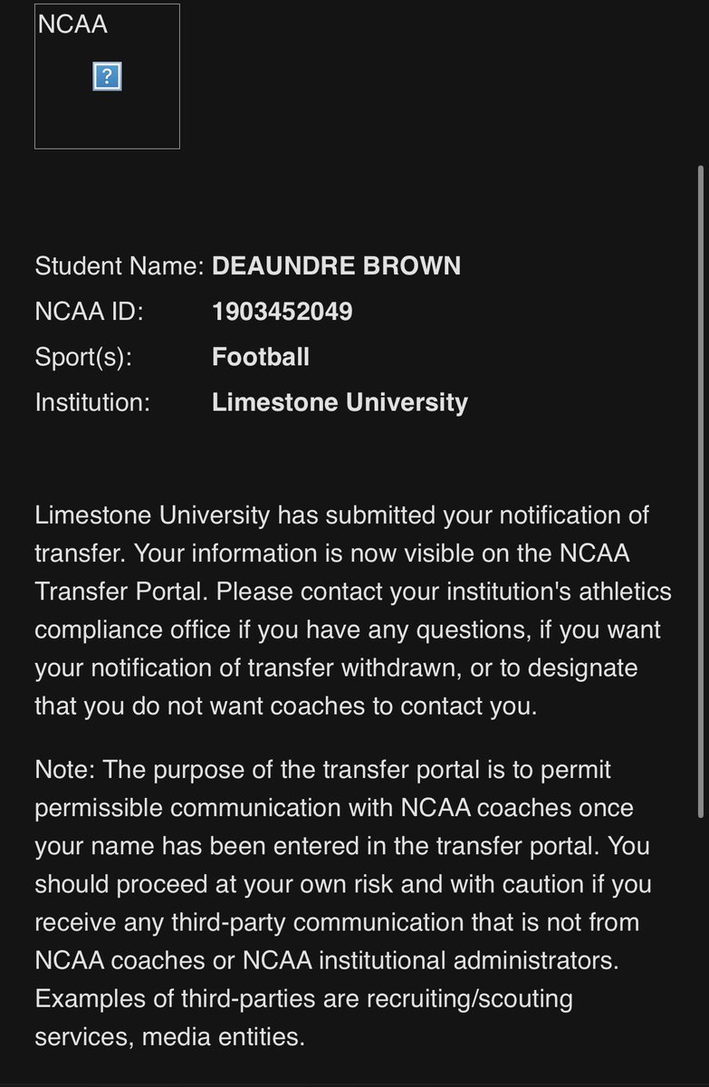 deaundre283's tweet photo. Officially entered my name in the Transfer Portal ! 

6’2 295lbs 
Defensive End, Defensive Tackle 
1 Year Eligibility https://t.co/venNNYfjMe