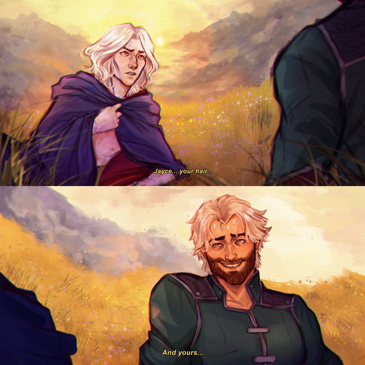 kazz_the_haz's tweet photo. au where everything is the same except their hair turns astral plane blonde when they get back 
#jayvik #arcane https://t.co/olb0qD9MMK