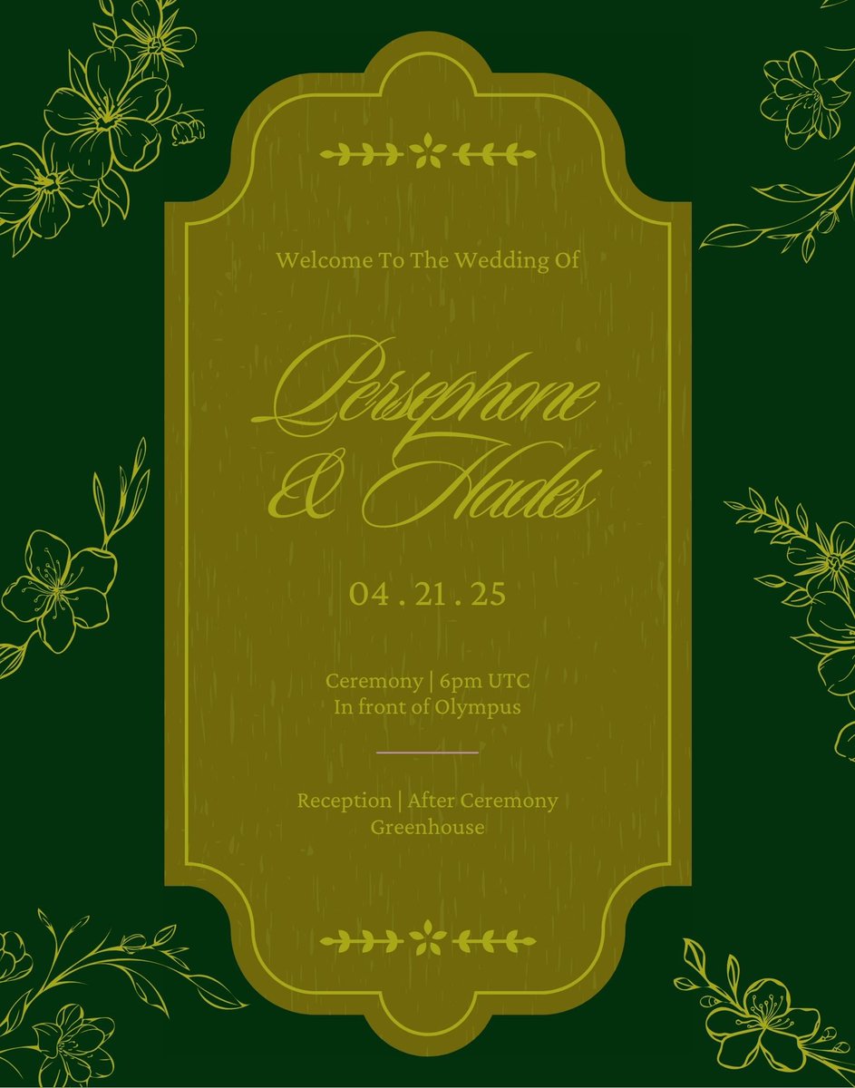 Congratulations to the lucky couple !!
Hope you all can make it to watch the wedding unfold! 🎊🎉

Hades - <a href="/vixlee57/">Roo🎗</a> 
Persephone - <a href="/edenspawn/">Eden | 🌸EN_Vtuber🌙</a>