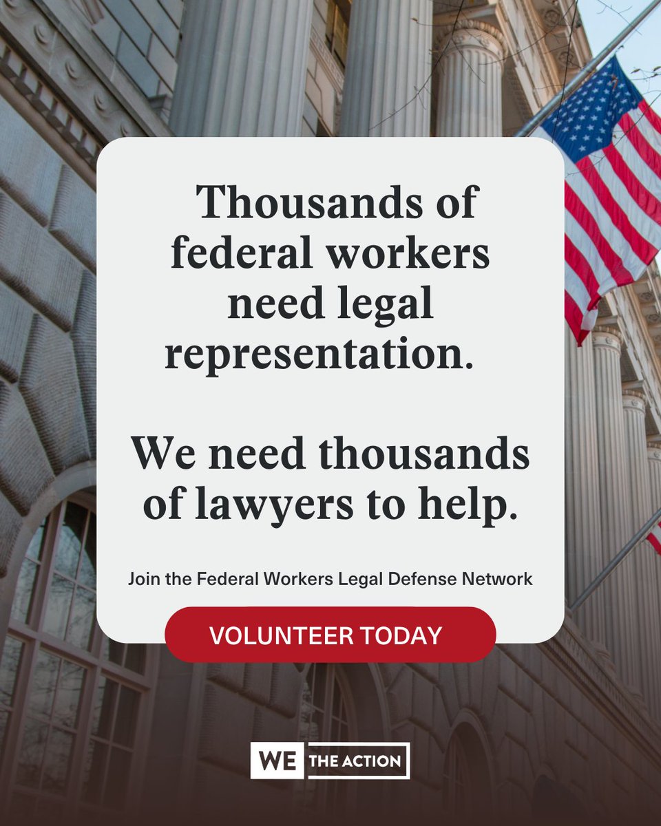 Tens of thousands of federal workers being fired from jobs their families and communities rely on.

Help federal workers understand their rights and demand justice. Join the Federal Workers Legal Defense Network now ⤵️
WorkersLegalDefense.org