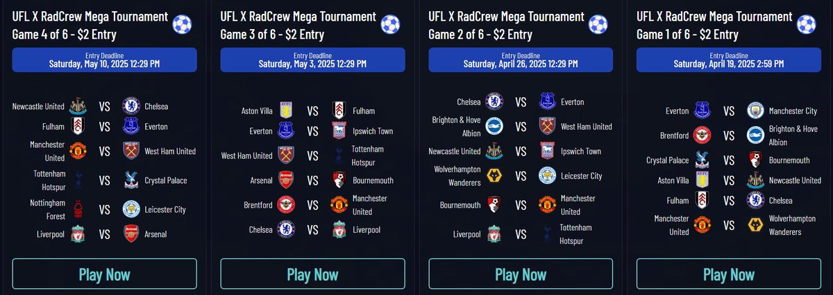 Ultimate Fantasy League (@ufl_sol) on Twitter photo Who likes winning NFTs?
Our Premier League mega tournament is live!
6 weeks, every point matters and EVERYONE has a chance to win!
Prizes from <a href="/GAINZNFTs/">GAINZ</a> <a href="/MOBCollective_/">Mob Collective</a> <a href="/LunardollzNft/">✨The LunarVerse ☄️</a> and <a href="/XElementia/">XElementia</a>
Play now ufl-x.io Who likes winning NFTs?
Our Premier League mega tournament is live!
6 weeks, every point matters and EVERYONE has a chance to win!
Prizes from <a href="/GAINZNFTs/">GAINZ</a> <a href="/MOBCollective_/">Mob Collective</a> <a href="/LunardollzNft/">✨The LunarVerse ☄️</a> and <a href="/XElementia/">XElementia</a>
Play now ufl-x.io