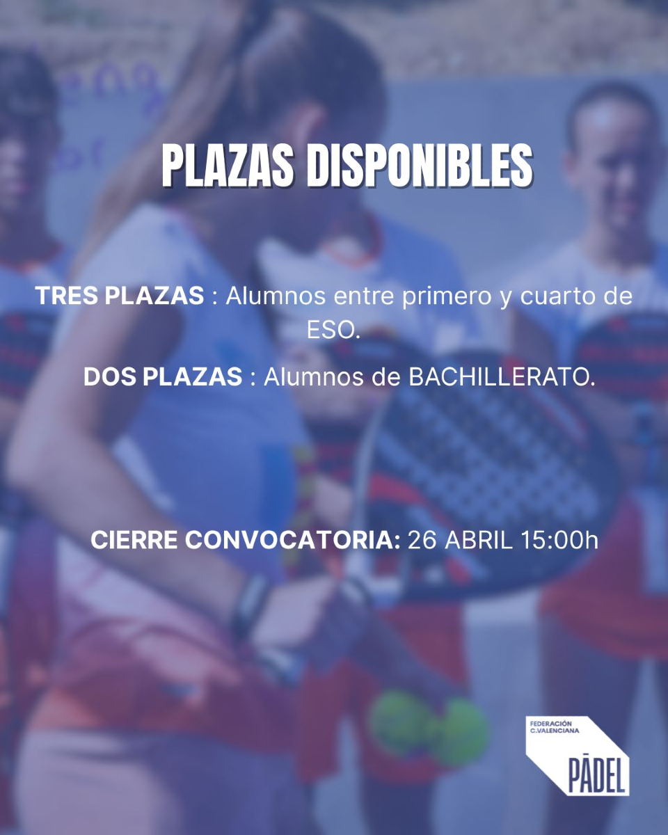 PadelCV's tweet photo. ¡Ya está abierta la convocatoria para las plazas de especialización deportiva en el Centro de Alto Rendimiento de Cheste para el curso 2025-2026! 🏅

¡No dejes pasar esta oportunidad única de mejorar tu nivel y entrenar como un profesional! 💥

+Info: https://t.co/omueNTVgBE https://t.co/1jPg0yh9wR