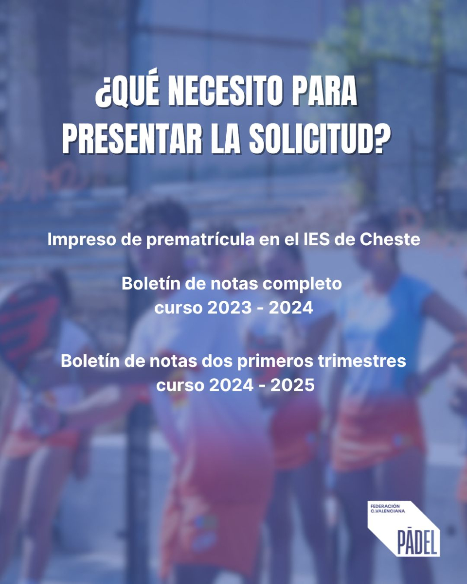 PadelCV's tweet photo. ¡Ya está abierta la convocatoria para las plazas de especialización deportiva en el Centro de Alto Rendimiento de Cheste para el curso 2025-2026! 🏅

¡No dejes pasar esta oportunidad única de mejorar tu nivel y entrenar como un profesional! 💥

+Info: https://t.co/omueNTVgBE https://t.co/1jPg0yh9wR
