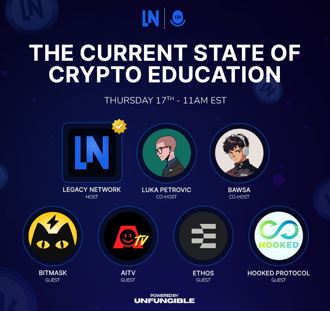 The Current State of Crypto Education. Join us tomorrow at 11 AM EST as our  panelists break it down. Set your reminders below!👇