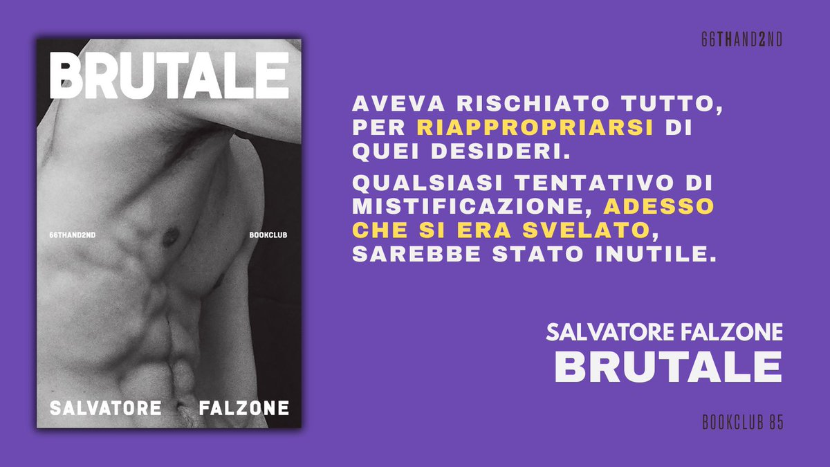 Un romanzo potente e ribelle come lo sono i desideri.
"Brutale" di Salvatore Falzone è in libreria.