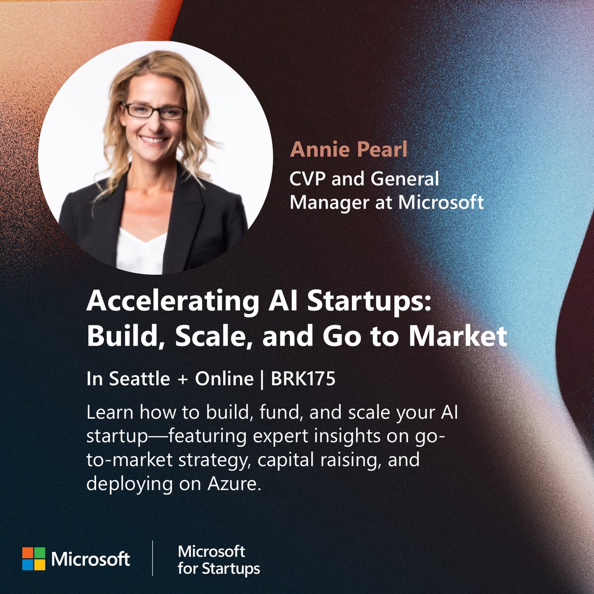The #MSBuild agenda is live! 📣

Join us May 19–22 to explore startup-led sessions and Annie Pearl’s panel on accelerating growth with AI.

Sign up for Annie Pearl's session: msft.it/6019qhDId

Build your schedule: msft.it/6010qhDIe

#MSBuild #MicrosoftForStartups