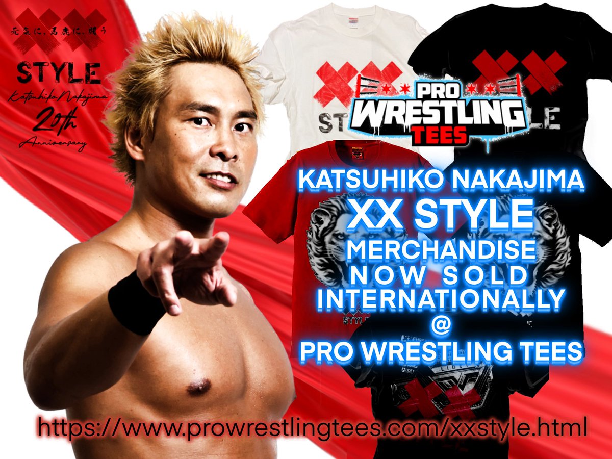 Katsuhiko_N311's tweet photo. For my international fans, I am excited to announce that Katsuhiko Nakajima Official USA Shirts are now available from ProWrestling Tees.  
They ship globally, and you can order directly from https://t.co/1c1518j080, or their PWTees app from the Apple AppStore or GooglePlay.

https://t.co/7GZ2E5svPa

#XXSTYLE 
#LIDETUWF 
#prowrestlingtees