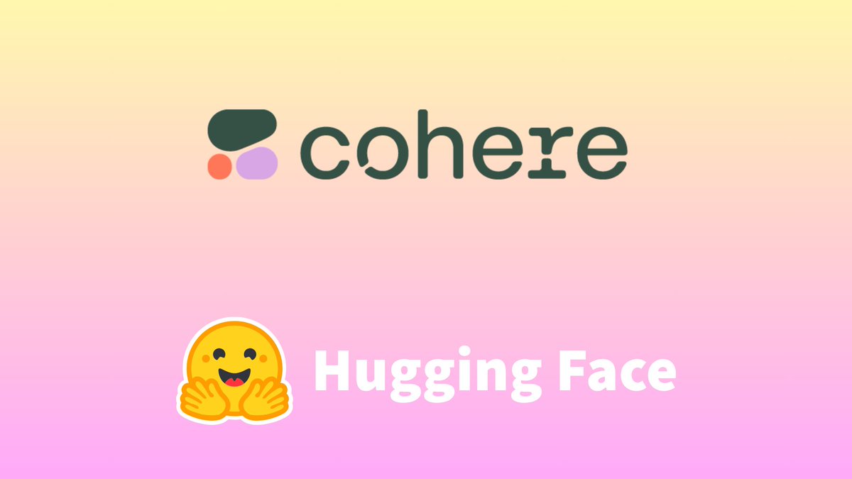 Cohere Labs (@cohere_labs) on Twitter photo Excited to announce that @Cohere and <a href="/Cohere_Labs/">Cohere Labs</a> models are the first supported inference provider on <a href="/huggingface/">Hugging Face</a> Hub! 🔥
Looking forward to this new avenue for sharing and serving our models, including the Aya family and Command suite of models. Excited to announce that @Cohere and <a href="/Cohere_Labs/">Cohere Labs</a> models are the first supported inference provider on <a href="/huggingface/">Hugging Face</a> Hub! 🔥
Looking forward to this new avenue for sharing and serving our models, including the Aya family and Command suite of models.