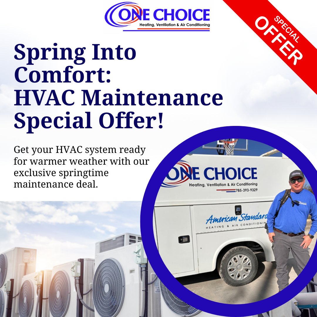 ChoiceAcKS's tweet image. 🌸 Spring Into Comfort! 🌸

Ready for warmer days? Ensure your HVAC system keeps you cool! ❄️☀️ Book your seasonal maintenance now for better efficiency &amp;amp; fewer breakdowns.

🔧 Limited-time offer—schedule today! 👇

#HVACMaintenance #CoolAndComfy #OneChoiceHVAC