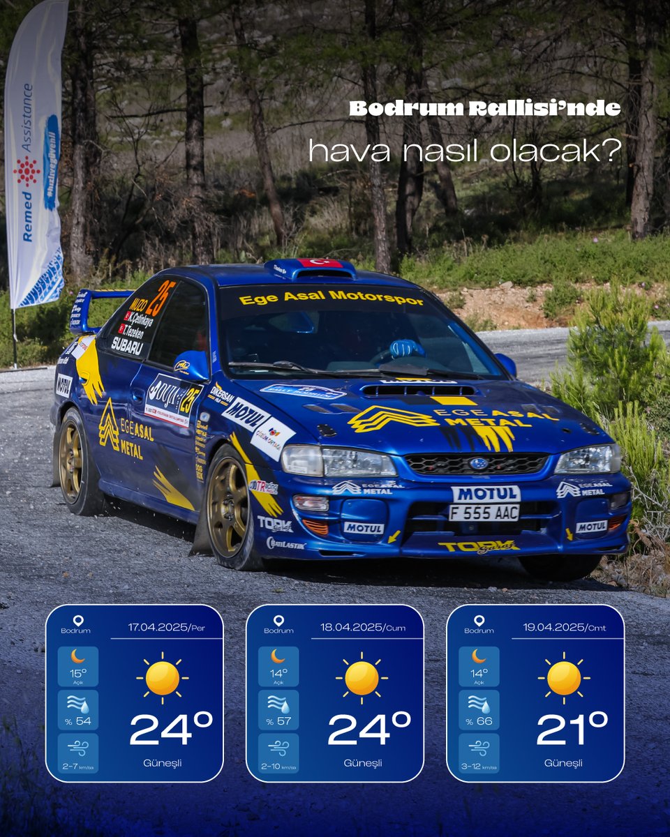 Asistans Sponsoru olduğumuz Petrol Ofisi Maxima 2025 Türkiye Ralli Şampiyonası’nda Bodrum Rallisi’nin detayları belli oldu. Her zaman olduğu gibi herhangi bir duruma karşı çekici ve ambulans ekiplerimiz göreve hazır olacak. Ralli heyecanını yaşamak için bizi takipte kalın!