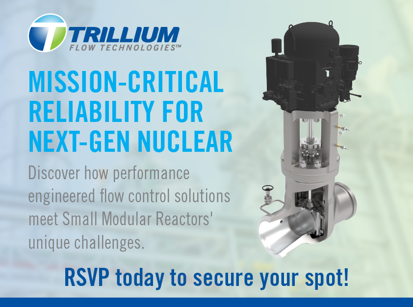 Trilliumflow's tweet image. Small Modular Reactors demand compact, safety-focused flow control solutions. Join our April 24 webinar to see how our engineered technologies meet the challenge.

RSVP now: okt.to/mygpjc 

#SMR #NuclearInnovation #EngineeredSolutions