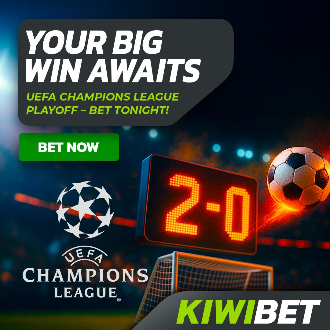 kiwibet_ug's tweet photo. ⚽ UEFA Champions League Playoff Tonight!
Don’t just watch the action – bet and WIN BIG with KiwiBet!
🔥 Best odds, fast payouts, and your next big win could be just one ticket away.
🎯 Ready to score? 👉 https://t.co/XqvhMVUXJZ

#KiwiBet #UCLPlayoffs #BigWinAwaits #FootballBetting #ChampionsLeague