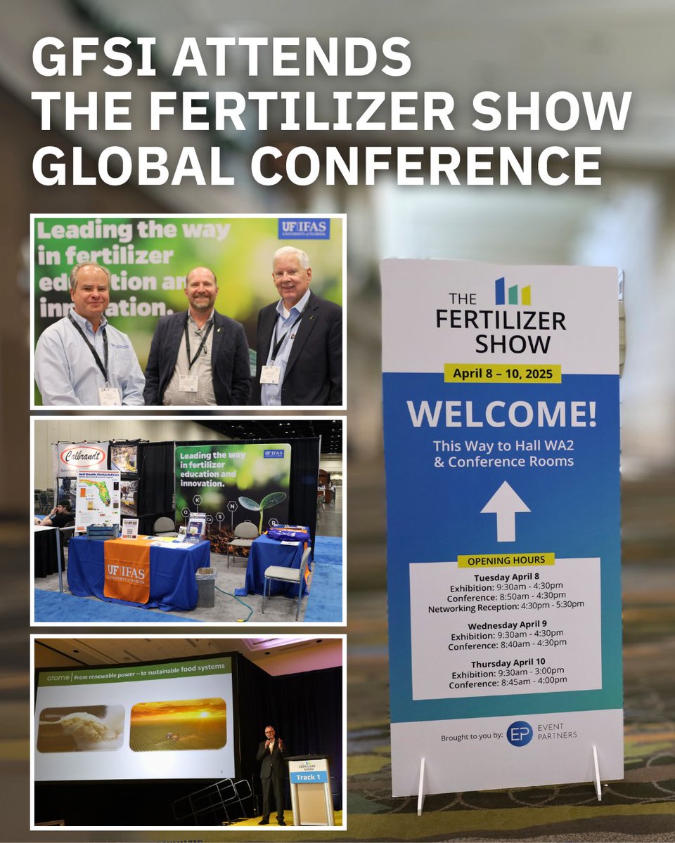 🚜🌍 UF/IFAS and GFSI attended the first-ever Fertilizer Show in Orlando, FL, to discuss the future of sustainable agriculture and fertilizer innovation. 

We shared insights on fertilizer education and research that are shaping global food systems. #GFSI #SustainableAgriculture