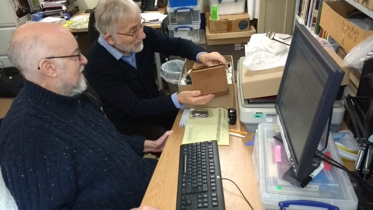 AncientHouseMus's tweet photo. It's #ArchiveAction day 22 of #Archive30! Our amazing volunteers have been helping us to catalogue and digitise David Osbourne's extensive postcard collection. Volunteer Julia and curator Oliver recently showed some of the collection to His Royal Highness the Duke of Gloucester. https://t.co/De41mfeAg9