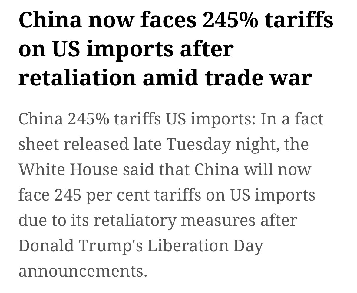 kalsang_jigme's tweet image. The United States announces 245% tariffs on imports from China.