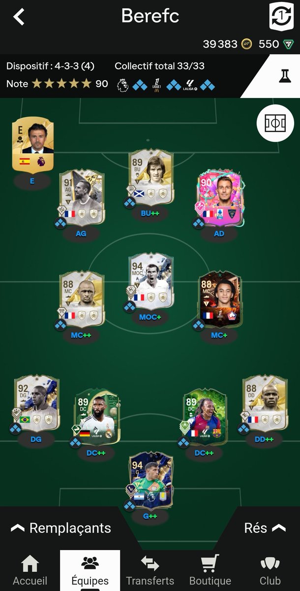 3rwwan's tweet photo. @_MaatM_ Salut tout le monde voici ma team  je joue occasionnellement j'ai seulement 30k de crédit mais j'ai mon chouchou dans ma team donc ça va et je suis souvent div4 ou div 3 grand max voila bonne vidéo https://t.co/CU8BG7J7OM