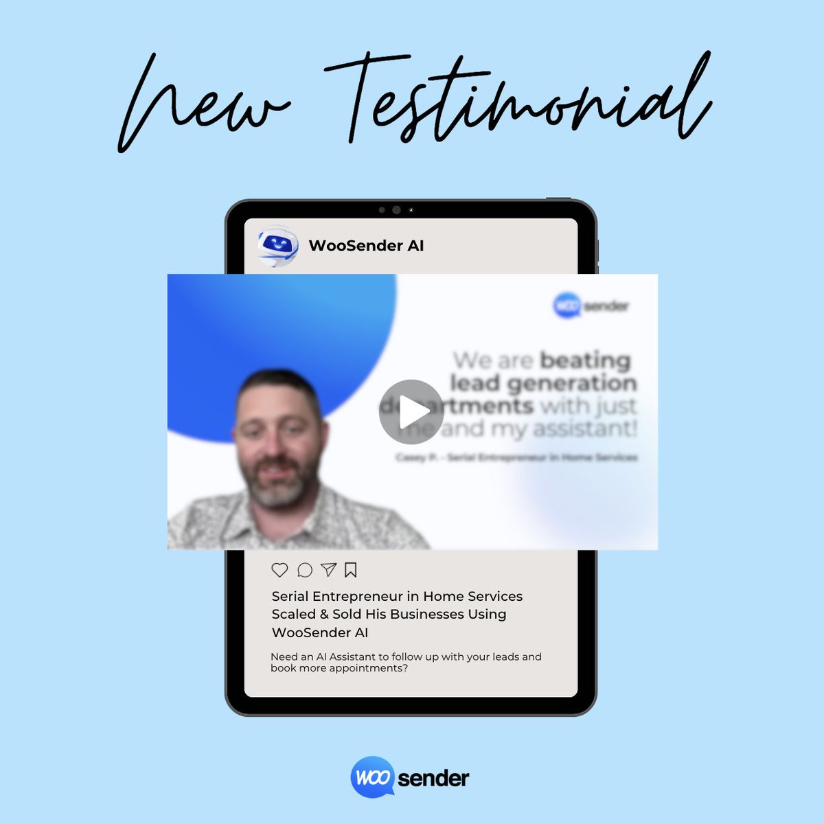 woosender's tweet photo. 🚀 Serial entrepreneur Casey used WooSender AI to scale &amp; sell multiple home service businesses.

After selling his solar biz, he found WooSender + 1 assistant outperformed the buyer's entire lead gen team. 💥

🎥 Watch his story: https://t.co/tNVZfB3LiX https://t.co/vIcTWDHJH4