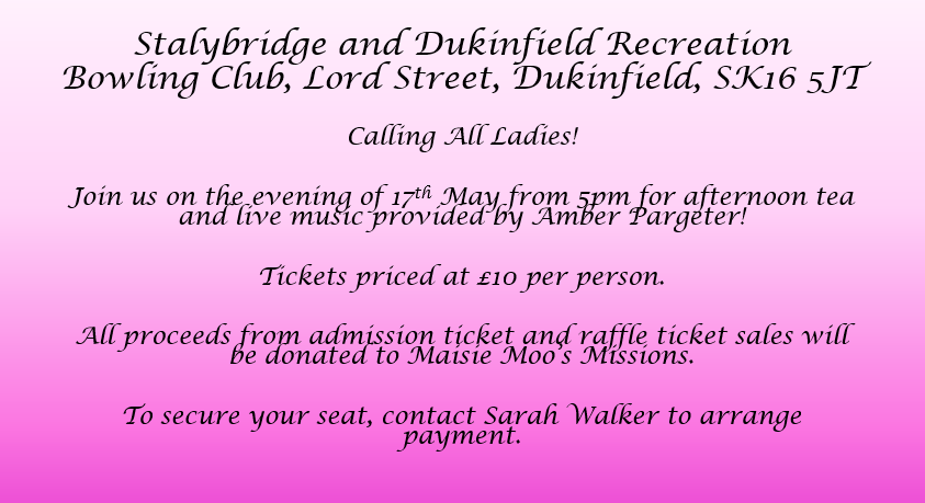 Stalybridge Rec (@recstalybridge) on Twitter photo All tickets for our charity event have now SOLD OUT! Thank you to everyone who has secured their tickets! We're sure it will be an excellent evening supported by Amber Pargeter in aid of <a href="/MMooMissions/">Maisie Moo's Missions</a> All tickets for our charity event have now SOLD OUT! Thank you to everyone who has secured their tickets! We're sure it will be an excellent evening supported by Amber Pargeter in aid of <a href="/MMooMissions/">Maisie Moo's Missions</a>