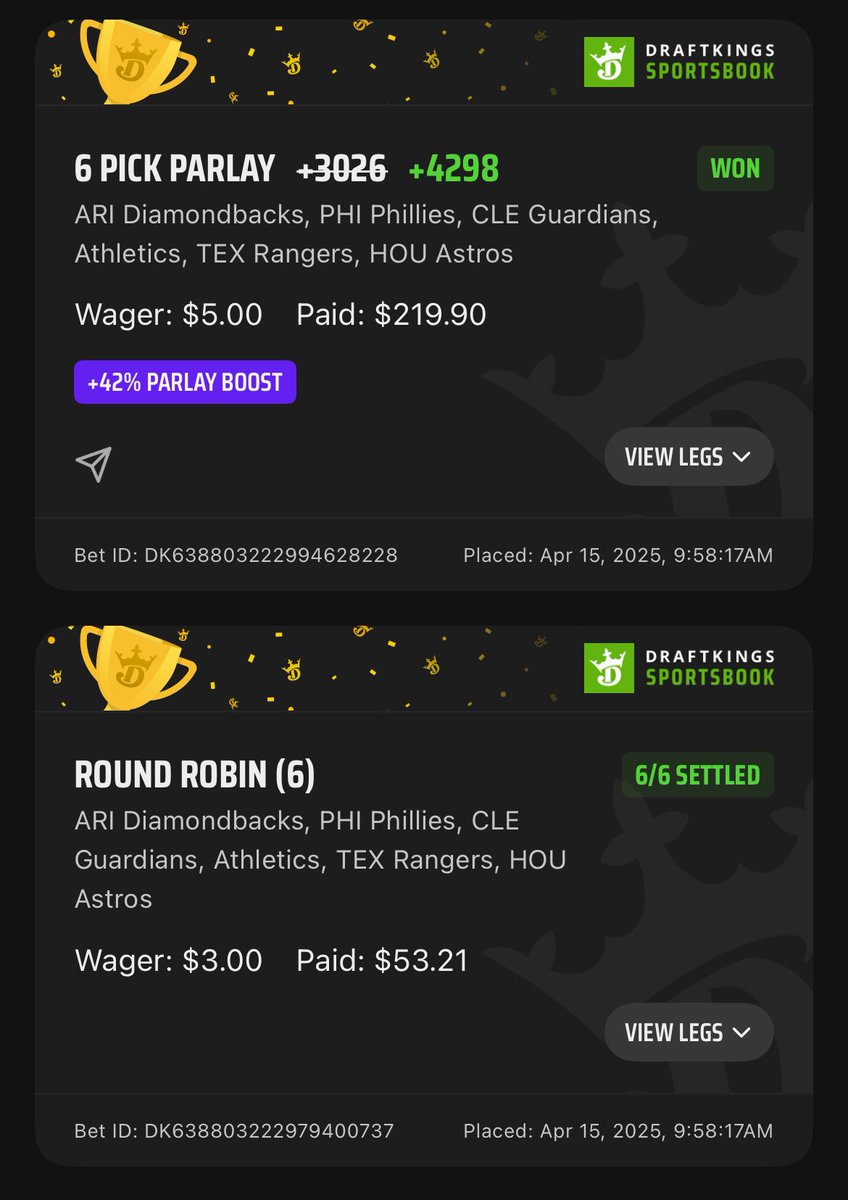 Receipts from the #PickleJuiceModel are coming in!  Post yours in the comments below if you struck green! #mlbbets #bigwinners