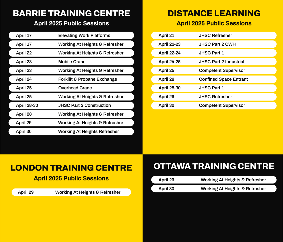 ⏳ Spots are filling up fast! April safety training sessions are nearly at capacity—act now to secure your seat!

Don't wait until it's too late—register today!

🌐 Visit istcanada.ca

📞 Call us at 1-800-219-8660

📧 Email us at hello@istcanada.ca