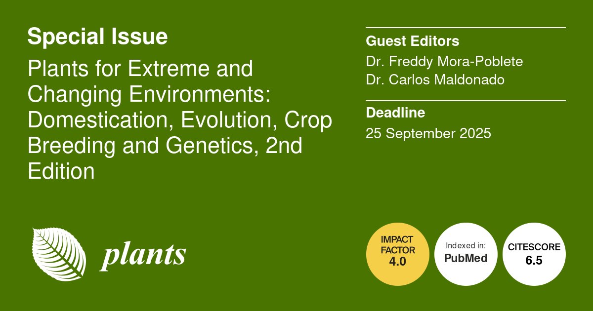 Plants_MDPI's tweet image. #Callforpaper📣

After the success of the 1st edition, the Special Issue "#Plants for Extreme and Changing Environments: #Domestication, #Evolution, #Crop #Breeding and #Genetics" returns for a 2nd round! 🌱

✍️📚 Submit your research at: brnw.ch/21wS2aX
