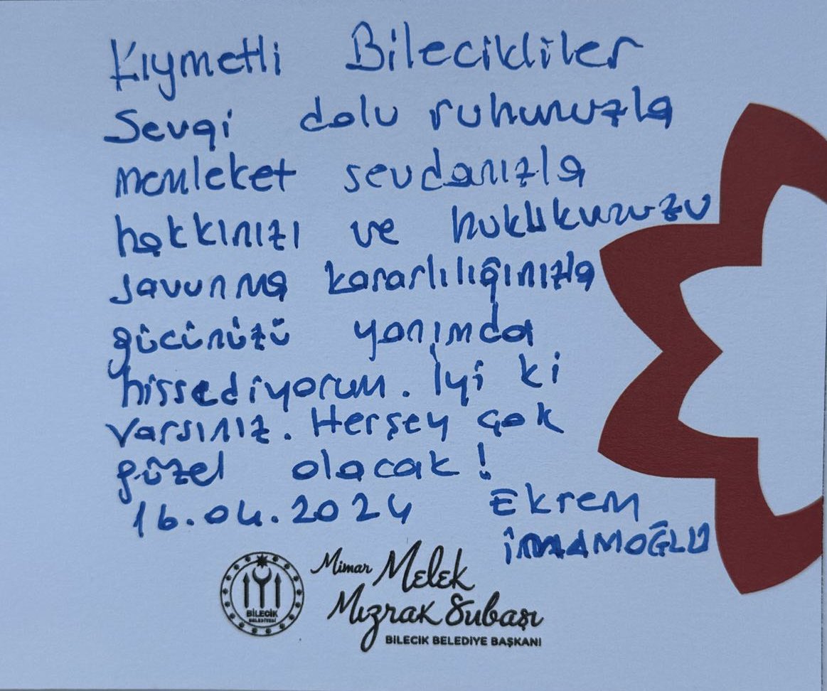melekmsubasi's tweet photo. Bugün ziyaret ettiğim Cumhurbaşkanı Adayımız Sayın Ekrem İmamoğlu’ndan Bilecik'e, daima gururla hatırlayacağımız bir mesaj...

Egemenlik Kayıtsız Şartsız Milletindir!

@ekrem_imamoglu https://t.co/HTS9WyIx4p