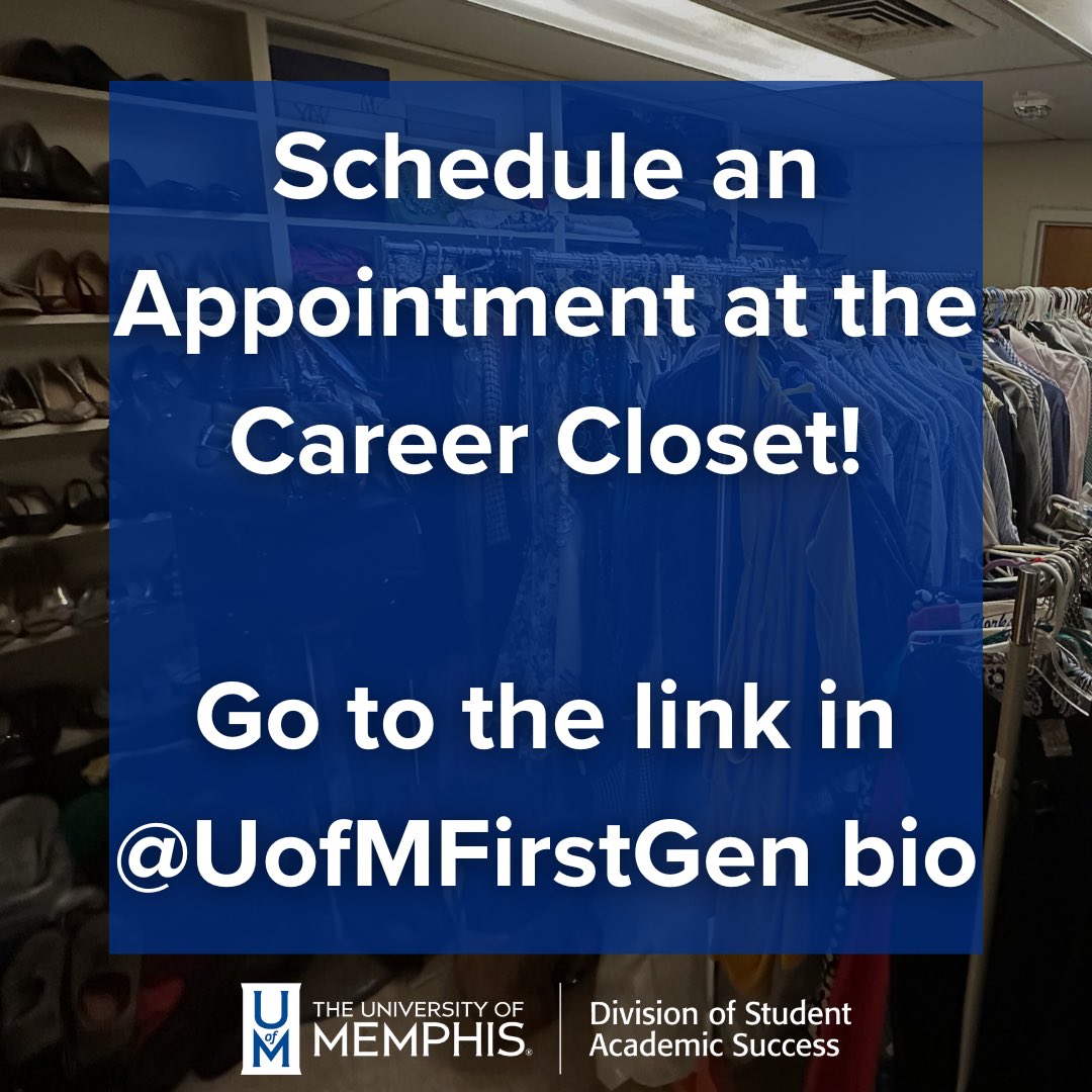 uofm_students's tweet photo. Have an upcoming job interview? Looking for the perfect fit for a great impression? You're in luck! Book an appointment at the @UofMfirstgen Career Closet! Click the link in their bio to reserve your spot! 🐅 💙 https://t.co/4B831YKC2B